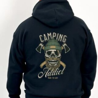 Camping Addict Bearded Skull Hoodies